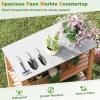 Giantex 3-Tier Outdoor Potting Bench, Acacia Wood Planting Workstation with Faux Marble Tabletop, Open Storage Shelves, 300LBS Capacity, Garden Potting Table for Horticulture