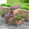 Giantex 3-Tier Vertical Raised Garden Bed, Wood Elevated Planter Box with Legs, Storage Shelf, Liners for Growing Vegetables Herbs Flowers, Indoor Outdoor Freestanding Raised Bed for Patio (Natural)(26″x29″x29″)