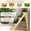 Giantex 3-Tier Vertical Raised Garden Bed, Wood Elevated Planter Box with Legs, Storage Shelf, Liners for Growing Vegetables Herbs Flowers, Indoor Outdoor Freestanding Raised Bed for Patio (Natural)(46”x29”x31.5”)