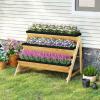 Giantex 3-Tier Vertical Raised Garden Bed, Wood Elevated Planter Box with Legs, Storage Shelf, Liners for Growing Vegetables Herbs Flowers, Indoor Outdoor Freestanding Raised Bed for Patio (Natural)(46”x29”x31.5”)