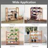 Giantex 4-Tier Bamboo Shoe Rack, Lightweight and Portable, Space Saving Design, Convenient Use