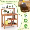 Giantex 4-Tier Potting Bench, Solid Wood Gardening Workstation w/Open Storage Shelves, Teak Oil Finish, Outdoor Potting Table for Garden, Yard, Balcony, Easy Assembly, Natural