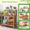Giantex 4-Tier Potting Bench, Solid Wood Gardening Workstation w/Open Storage Shelves, Teak Oil Finish, Outdoor Potting Table for Garden, Yard, Balcony, Easy Assembly, Natural