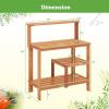 Giantex 4-Tier Potting Bench, Solid Wood Gardening Workstation w/Open Storage Shelves, Teak Oil Finish, Outdoor Potting Table for Garden, Yard, Balcony, Easy Assembly, Natural