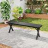 Giantex 54″ Outdoor Bench, Metal Garden Bench with Slatted Seat, X-Shaped Legs, Heavy-Duty Patio Backless Loveseat, Load 800 LBS, 2-Person Park Bench for Lawn, Yard, Porch, Black(1)