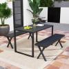 Giantex 54″ Outdoor Bench, Metal Garden Bench with Slatted Seat, X-Shaped Legs, Heavy-Duty Patio Backless Loveseat, Load 800 LBS, 2-Person Park Bench for Lawn, Yard, Porch, Black(2)