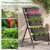 Giantex 5-Tier Vertical Garden Planter, Raised Garden Bed w/Drainage System & Removable Tray, Metal Frame Elevated Planter Boxes for Herb Vegetable Flower Grow, Outdoor Indoor Patio Balcony Backyard(2)