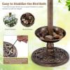 Giantex Bird Bath for Outside, 30 inch Solar Lighted Bird Bath and Feeder with Flower Planter, Lotus Leaf Water Bowl, 3 Stakes, Vintage Birdbath Outdoor Decoration for Garden Yard Lawn Patio (Bronze)(Bronze)