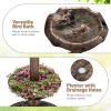 Giantex Bird Bath for Outside, 30 inch Solar Lighted Bird Bath and Feeder with Flower Planter, Lotus Leaf Water Bowl, 3 Stakes, Vintage Birdbath Outdoor Decoration for Garden Yard Lawn Patio (Bronze)(Bronze)