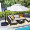 Giantex Fillable Cantilever Umbrella Base, 250 lbs Heavy-Duty Offset Patio Umbrella Stand with Wheels, Sand & Water Filled, HDPE Weighted Outdoor Umbrella Holder for Garden, Deck, Poolside(285.0 Pounds)