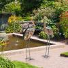 Giantex Flamingo Garden Statues Set of 2, Standing Metal Flamingo Sculptures Bird Ornament Yard Decorations for Lawn Backyard Porch Patio Outdoor Decor, with 4 U-Shaped Stakes (Flamingo)(Crane)