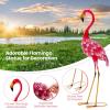 Giantex Flamingo Garden Statues Set of 2, Standing Metal Flamingo Sculptures Bird Ornament Yard Decorations for Lawn Backyard Porch Patio Outdoor Decor, with 4 U-Shaped Stakes (Flamingo)(Flamingo)