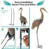 Giantex Flamingo Garden Statues Set of 2, Standing Metal Flamingo Sculptures Bird Ornament Yard Decorations for Lawn Backyard Porch Patio Outdoor Decor, with 4 U-Shaped Stakes (Flamingo)(Crane)