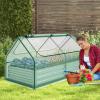 Giantex Galvanized Steel Raised Garden Bed with Mini Greenhouse, Outdoor Metal Planter Box Kit with Large Roll-up PVC Cover, 71″x 35.5″x 36″ Planter Raised Bed for Growing Flower Herb Vegetable Fruit(Green & Silver)
