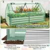 Giantex Galvanized Steel Raised Garden Bed with Mini Greenhouse, Outdoor Metal Planter Box Kit with Large Roll-up PVC Cover, 71″x 35.5″x 36″ Planter Raised Bed for Growing Flower Herb Vegetable Fruit(Green & Silver)