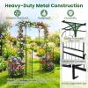 Giantex Garden Arbor with Gate and Planter, 79″ W x 81″ H Metal Arch Trellis with Double Doors, Outdoor Archway for Climbing Plants, Weddings, Backyard, Patio, Lawn, Ceremony Party Decoration(79″W x 81″H)