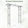 Giantex Garden Arbor with Gate and Planter, 79″ W x 81″ H Metal Arch Trellis with Double Doors, Outdoor Archway for Climbing Plants, Weddings, Backyard, Patio, Lawn, Ceremony Party Decoration(81″W x 85″H)