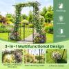 Giantex Garden Arbor with Gate and Planter, 79″ W x 81″ H Metal Arch Trellis with Double Doors, Outdoor Archway for Climbing Plants, Weddings, Backyard, Patio, Lawn, Ceremony Party Decoration(79″W x 81″H)
