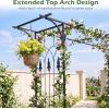 Giantex Garden Arbor with Gate and Planter, 79″ W x 81″ H Metal Arch Trellis with Double Doors, Outdoor Archway for Climbing Plants, Weddings, Backyard, Patio, Lawn, Ceremony Party Decoration(81″W x 85″H)