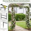 Giantex Garden Arbor with Gate and Planter, 79″ W x 81″ H Metal Arch Trellis with Double Doors, Outdoor Archway for Climbing Plants, Weddings, Backyard, Patio, Lawn, Ceremony Party Decoration(81″W x 85″H)