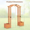 Giantex Garden Arbor with Planter Boxes, Wooden Arch with Trellis and Raised Garden Bed for Climbing Vine Plants Vegetables Herbs, Decorative Arbor Archway for Wedding, Ceremony, Party (Orange)(Orange)