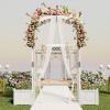 Giantex Garden Arbor with Planter Boxes, Wooden Arch with Trellis and Raised Garden Bed for Climbing Vine Plants Vegetables Herbs, Decorative Arbor Archway for Wedding, Ceremony, Party (Orange)(White)