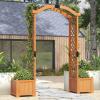 Giantex Garden Arbor with Planter Boxes, Wooden Arch with Trellis and Raised Garden Bed for Climbing Vine Plants Vegetables Herbs, Decorative Arbor Archway for Wedding, Ceremony, Party (Orange)(Orange)