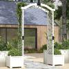Giantex Garden Arbor with Planter Boxes, Wooden Arch with Trellis and Raised Garden Bed for Climbing Vine Plants Vegetables Herbs, Decorative Arbor Archway for Wedding, Ceremony, Party (Orange)(White)