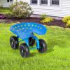Giantex Garden Cart, Rolling Workseat with 4 Wheels, Garden Stool 360° Swivel Work Seat & Adjustable Height, Heavy Duty Wagon Scooter for Gardening for Patio Garden, Lawn, Yard (Green)(Blue)