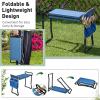 Giantex Garden Kneeler & Seat, Folding Gardening Stool, Portable Garden Bench with EVA Foam Pad, Heavy-Duty Metal Frame, Gardening Gift for Women Men Seniors (Holds 330 LBS) (with 1 Bags)(Blue)