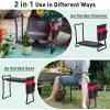 Giantex Garden Kneeler & Seat, Folding Gardening Stool, Portable Garden Bench with EVA Foam Pad, Heavy-Duty Metal Frame, Gardening Gift for Women Men Seniors (Holds 330 LBS) (with 1 Bags)(Black)