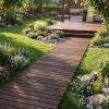 Giantex Garden Pathway Roll Up – 12ft Wood Walkway 22 inch Width, No Assembly Required, Outdoor Decorative Boardwalk Sidewalk Flooring Pavers for Lawns Backyard Patio Wedding, Golden Teak(Carbonized Brown)