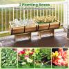 Giantex Half Barrel Raised Garden Bed, Acacia Wood Planter Box for Flower Vegetable Fruit, Outdoor Indoor Plant Pot with Legs for Garden Decoration,18″x12″x11.5″(1)