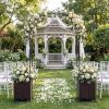 Giantex Metal Garden Arch Trellis Arbor with 2 Self-Watering Planter Boxes, 80″ L x 16″ W x 91″ H PE-Coated Archway with Lockable Rolling Wheels for Climbing Vines, Yard Lawn Party Decorations(Arched)