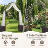 Giantex Metal Garden Arch Trellis Arbor with 2 Self-Watering Planter Boxes, 80″ L x 16″ W x 91″ H PE-Coated Archway with Lockable Rolling Wheels for Climbing Vines, Yard Lawn Party Decorations(Arched)
