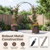 Giantex Metal Garden Arch Trellis Arbor with 2 Self-Watering Planter Boxes, 80″ L x 16″ W x 91″ H PE-Coated Archway with Lockable Rolling Wheels for Climbing Vines, Yard Lawn Party Decorations(Arched)