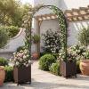 Giantex Metal Garden Arch Trellis Arbor with 2 Self-Watering Planter Boxes, 80″ L x 16″ W x 91″ H PE-Coated Archway with Lockable Rolling Wheels for Climbing Vines, Yard Lawn Party Decorations(Arched)