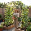 Giantex Metal Garden Arch Trellis for Climbing Plants Outdoor, 7.5FT Tall Adjustable Cucumber Trellis Tunnel for Raised Garden Bed, Extra Wide Garden Trellis Arch Support Vegetables Vine(71″x83″x91″)