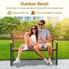 Giantex Outdoor Bench, Acacia Wood Patio Loveseat with Slatted Backrest & Seat, Armrests, Heavy Duty Metal Frame, 800 lbs Capacity, 2-Person Garden Bench for Lawn, Porch, Yard and Park