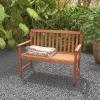 Giantex Outdoor Bench, Wood Patio Bench with Cozy Armrests & Backrest, Slatted Sitting Area, Eucalyptus Wood Frame, 2-Person Loveseat for Park, Porch, Yard, 800 lbs Max Load, Garden Bench (Eucalyptus)