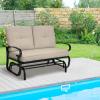Giantex Outdoor Glider Bench, Patio Loveseat with Cushions, 440 Lbs Capacity, 2-Person Outdoor Rocking Chair, Porch Glider Swing for Garden, Backyard, Poolside, Patio Seating Rocker (Beige)(Beige)