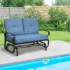 Giantex Outdoor Glider Bench, Patio Loveseat with Cushions, 440 Lbs Capacity, 2-Person Outdoor Rocking Chair, Porch Glider Swing for Garden, Backyard, Poolside, Patio Seating Rocker (Beige)(Navy)