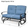 Giantex Outdoor Glider Bench, Patio Loveseat with Cushions, 440 Lbs Capacity, 2-Person Outdoor Rocking Chair, Porch Glider Swing for Garden, Backyard, Poolside, Patio Seating Rocker (Beige)(Navy)