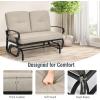 Giantex Outdoor Glider Bench, Patio Loveseat with Cushions, 440 Lbs Capacity, 2-Person Outdoor Rocking Chair, Porch Glider Swing for Garden, Backyard, Poolside, Patio Seating Rocker (Beige)(Beige)
