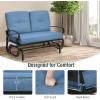 Giantex Outdoor Glider Bench, Patio Loveseat with Cushions, 440 Lbs Capacity, 2-Person Outdoor Rocking Chair, Porch Glider Swing for Garden, Backyard, Poolside, Patio Seating Rocker (Beige)(Navy)