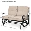 Giantex Outdoor Glider Bench, Patio Loveseat with Cushions, 440 Lbs Capacity, 2-Person Outdoor Rocking Chair, Porch Glider Swing for Garden, Backyard, Poolside, Patio Seating Rocker (Beige)(Beige)