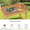 Giantex Patio Dining Table, Outdoor Solid Wood Table for 4 or 6 Persons, with 1.5” Umbrella Hole, Indoor Outside Table for Lawn, Backyard, Garden
