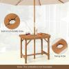 Giantex Patio Dining Table, Outdoor Solid Wood Table for 4 or 6 Persons, with 1.5” Umbrella Hole, Indoor Outside Table for Lawn, Backyard, Garden