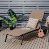 Giantex Patio Lounge Chairs for Pool Area, Outdoor Chaise Lounger with 6 Adjustable Position Smooth Wheels and Quick-Drying Fabric, Lawn Recliner for Backyard, Garden Sunbathing Chair (1, Brown)(Brown)