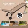 Giantex Patio Lounge Chairs for Pool Area, Outdoor Chaise Lounger with 6 Adjustable Position Smooth Wheels and Quick-Drying Fabric, Lawn Recliner for Backyard, Garden Sunbathing Chair (1, Brown)(Brown)